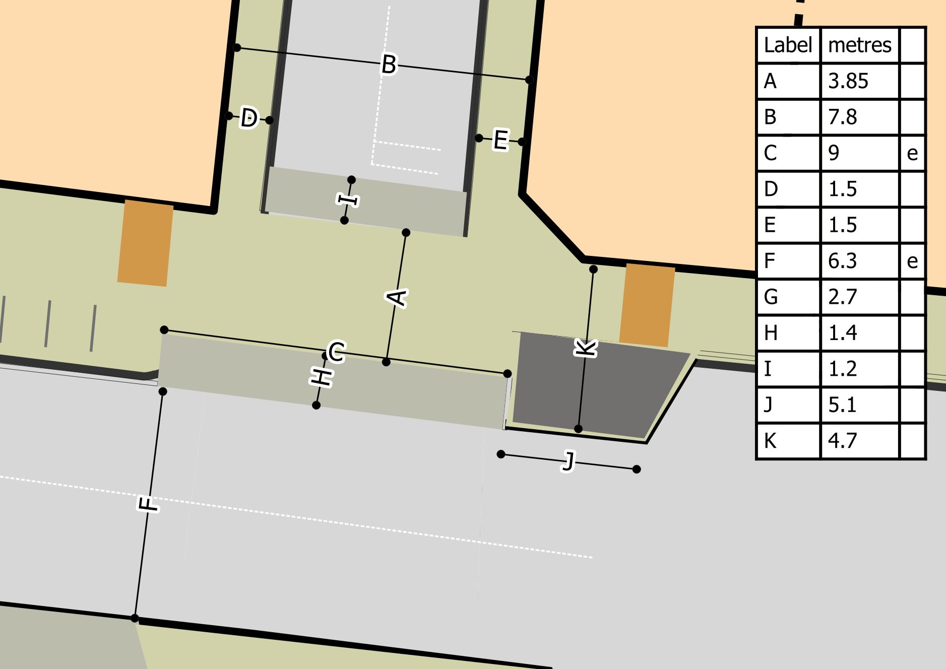 Plan of site showing dimensions.