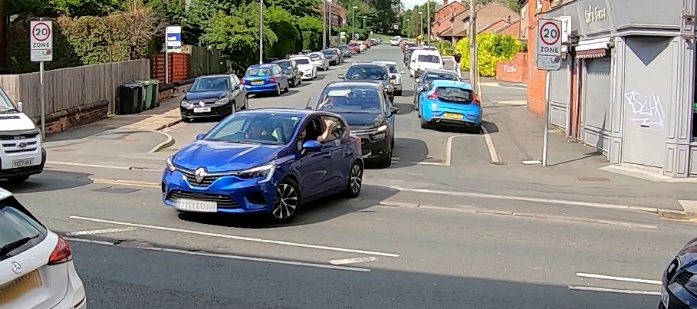 Queuing vehicles exiting Haddon Road (as described in detail in the text)